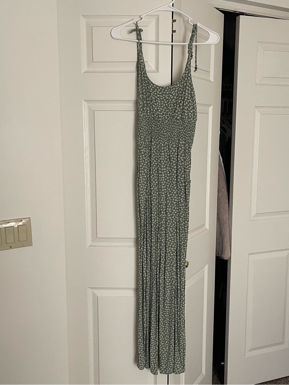 American eagle green floral jumpsuit size S